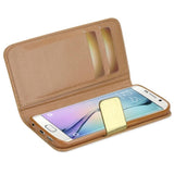  Samsung Galaxy S6 Edge Gold Chrome Design Wallet Case In Gold