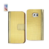 Samsung Galaxy S6 Gold Chrome Design Wallet Case