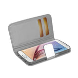  Samsung Galaxy S6 Gold Chrome Design Wallet Case In Silver