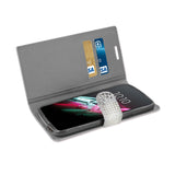  Alcatel One Touch Idol 3 5.5 Jewelry Rhinestone Wallet Case In Silver