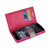  HTC One A9 Jewelry Rhinestone Wallet Case In Pink