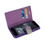  HTC One A9 Jewelry Rhinestone Wallet Case In Purple