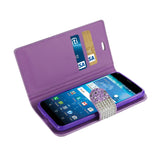  Kyocera Hydro View Jewelry Rhinestone Wallet Case In Purple