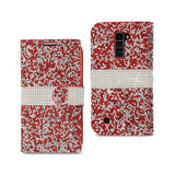 LG K10 Jewelry Rhinestone Wallet Case