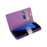  Samsung Galaxy S7 Edge Jewelry Rhinestone Wallet Case In Purple