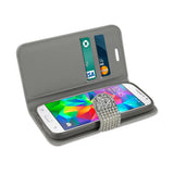  Samsung Galaxy Grand Prime Jewelry Rhinestone Wallet Case In Silver