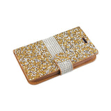  Samsung Galaxy J1 (2016) Jewelry Rhinestone Wallet Case In Gold