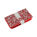  Samsung Galaxy J1 (2016) Jewelry Rhinestone Wallet Case In Red