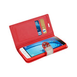  Samsung Galaxy J3 Jewelry Rhinestone Wallet Case In Red