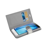  Samsung Galaxy J3 Jewelry Rhinestone Wallet Case In Silver