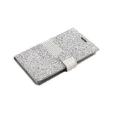  Samsung Galaxy J7 Jewelry Rhinestone Wallet Case In Silver