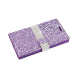  Samsung Galaxy On5/ J5 Jewelry Rhinestone Wallet Case In Purple