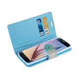  Samsung Galaxy S6 Jewelry Rhinestone Wallet Case In Blue