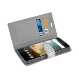  ZTE Prestige Jewelry Rhinestone Wallet Case In Silver