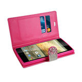  ZTE Warp Elite Jewelry Rhinestone Wallet Case In Pink