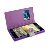  ZTE Warp Elite Jewelry Rhinestone Wallet Case In Purple