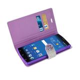  ZTE Zmax 2 Jewelry Rhinestone Wallet Case In Purple