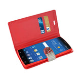  ZTE Zmax 2 Jewelry Rhinestone Wallet Case In Red