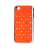  iPhone 4/4S Jewelry Diamond Studs Metal Plated Case In Orange