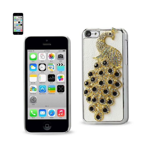 iPhone 5C Jewelry 3D Peacock Genuine Leather Case