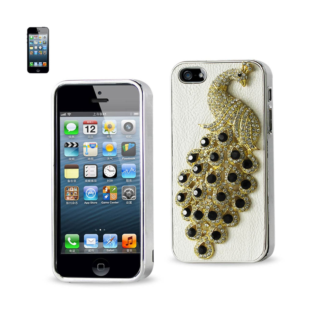 iPhone Se/ 5S/ 5 Jewelry 3D Peacock Genuine Leather Case