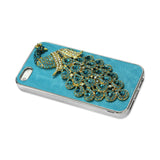  iPhone Se/ 5S/ 5 Jewelry 3D Peacock Genuine Leather Case In Blue