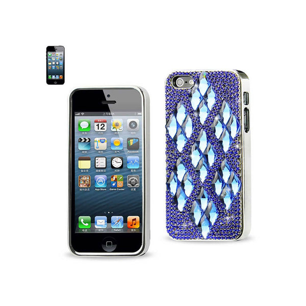 Chain Diamond Case For iPhone5 Navy Rhombus Pattern