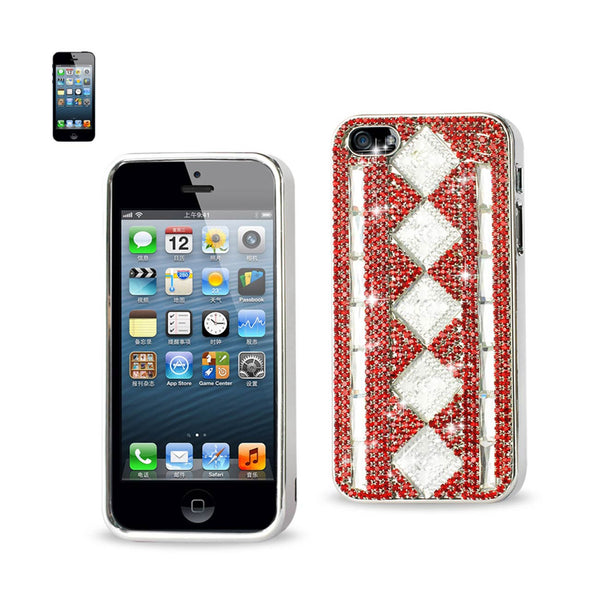 Chain Diamond Case For iPhone5 White Stripes& Rhombus