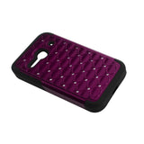  Alcatel One Touch Evolve 2 Hybrid Heavy Duty Jewelry Diamond Case In Black Purple