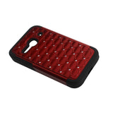  Alcatel One Touch Evolve 2 Hybrid Heavy Duty Jewelry Diamond Case In Black Red