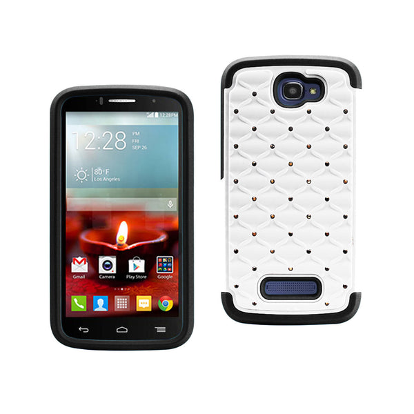 Alcatel One Touch Fierce 2 Hybrid Heavy Duty Jewelry Diamond Case