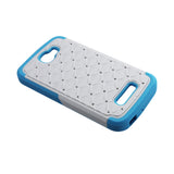  Alcatel One Touch Fierce 2 Hybrid Heavy Duty Jewelry Diamond Case In Blue White