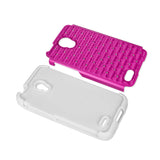  Alcatel One Touch Conquest Hybrid Heavy Duty Jewelry Diamond Case In White Hot Pink