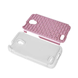  Alcatel One Touch Conquest Hybrid Heavy Duty Jewelry Diamond Case In White Pink