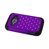  ZTE Concord 2 Hybrid Heavy Duty Jewelry Diamond Case In Black Purple