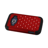  ZTE Concord 2 Hybrid Heavy Duty Jewelry Diamond Case In Black Red