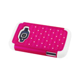  ZTE Concord 2 Hybrid Heavy Duty Jewelry Diamond Case In White Hot Pink