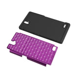  ZTE Grand X Max Hybrid Heavy Duty Jewelry Diamond Case In Black Purple