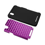  ZTE Zmax Hybrid Heavy Duty Jewelry Diamond Case In Black Purple