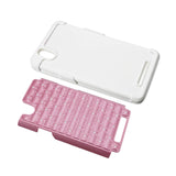  ZTE Zmax Hybrid Heavy Duty Jewelry Diamond Case In White Pink