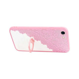  iPhone 7 Sexy Lace Tpu Case With Rotating Ring Stand Holder In Pink