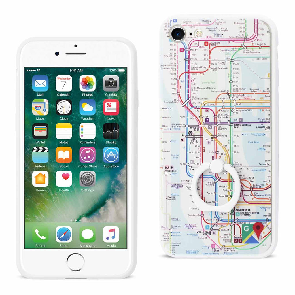 iPhone 7 Subway Map Design Case With 360 Degree Rotating Ring Stand Holder