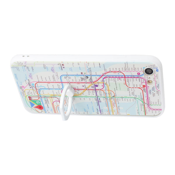 iPhone 7 Subway Map Design Case With 360 Degree Rotating Ring Stand Holder