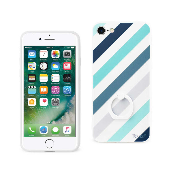 iPhone 7 Stripe Pattern Tpu Case With Rotating Ring Stand Holder