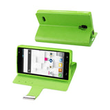  LG Optimus L9 Flip Folio Card Holder Case In Green