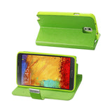  Samsung Galaxy Note 3 Flip Folio Card Holder Case In Green