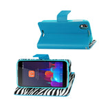  Alcatel Idol 4 Wallet Case With Inner Zebra Print In Blue