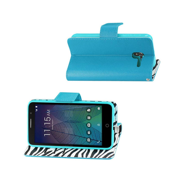 Alcatel Tru Wallet Case With Inner Zebra Print