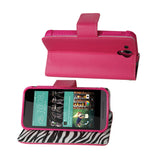  HTC Desire 520 Wallet Case With Inner Zebra Print In Hot Pink