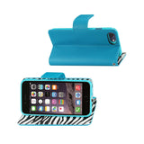  iPhone 7 Wallet Case With Inner Zebra Print In Blue